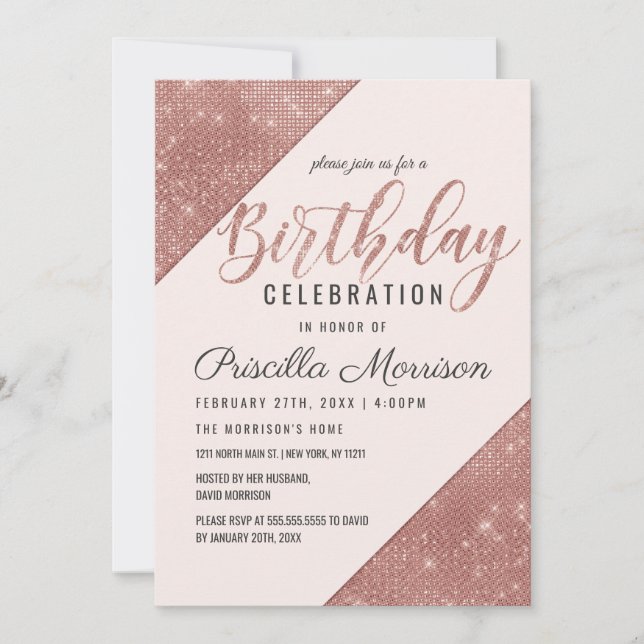 Convites Aniversário da Sequência Glitter de Espumação de F (Frente)