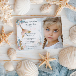 Convites Aniversário da Sereia Cor-de-rosa-reluzente