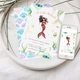 Convites Aniversário da Sereia da Glitter de Aquarela