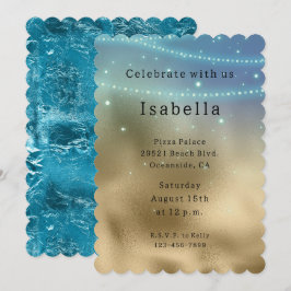 Convites Aniversário da Sereia Roxo Dourado Aqua Sparkle Gl