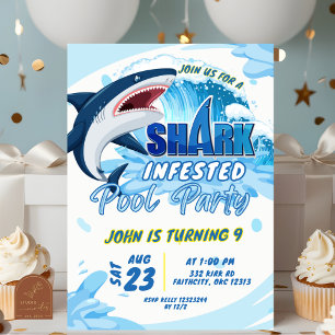 Convites aniversário da Sharktastic
