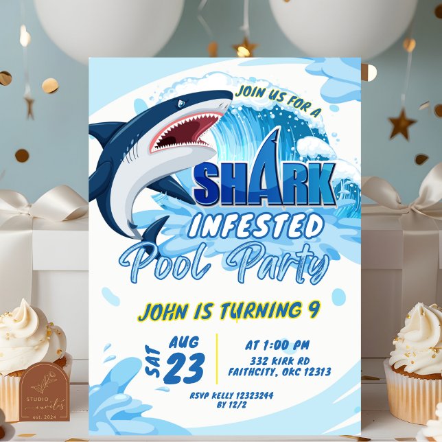 Convites aniversário da Sharktastic (Criador carregado)