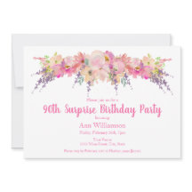 Aniversário da Surpresa com 90 Floral Cor-de-Água 