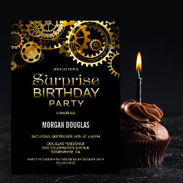 Convites Aniversário da Surpresa de Ursos Dourados Steampun