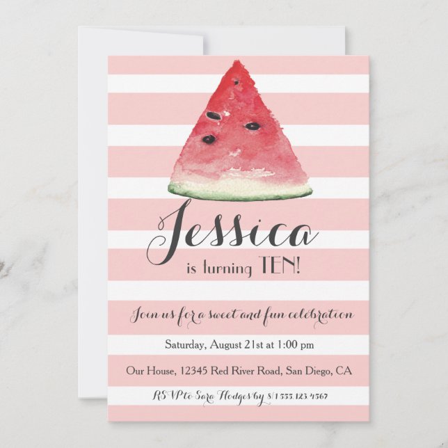 Convites Aniversário da Sweet Watermelon (Frente)