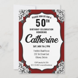 Convites Aniversário da Tatuagem Negra e Vermelha