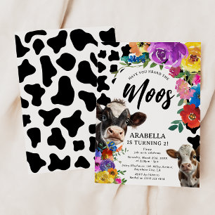 Convites Aniversário da Vaca Floral 'Você ouviu os MOOS'