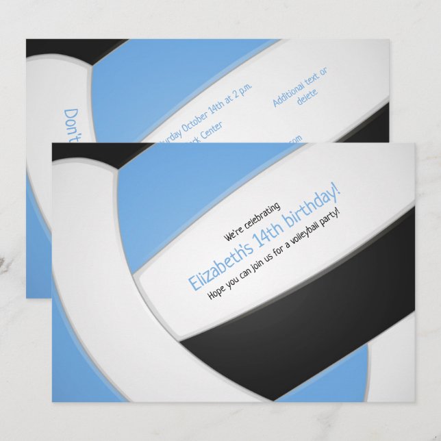 Convites aniversário da vôlei negra e clara (Frente/Verso)