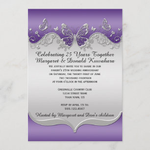 Convites Aniversário das borboletas ornamentado de prata