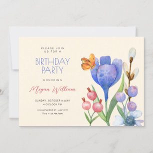 Convites Aniversário das flores da aquarela