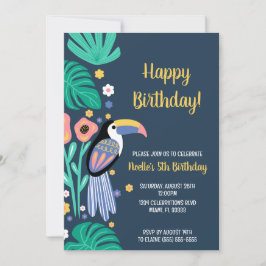 Convites Aniversário das flores de aves tropicais de toucad