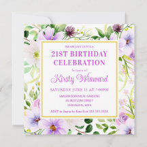 Aniversário das Flores Mágicas Púrpuras de Aquarel