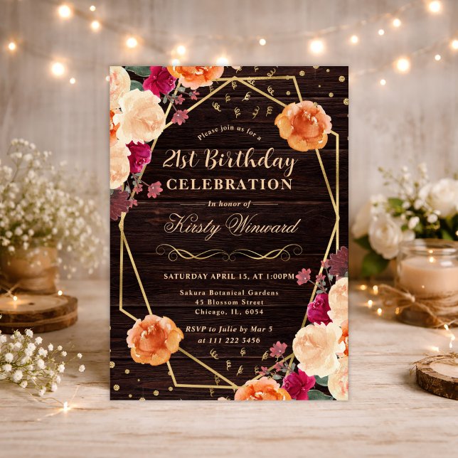 Convites Aniversário das Flores Vermelhas e Laranja (Criador carregado)