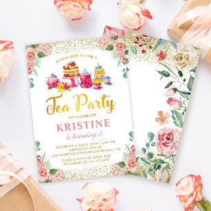 Convites Aniversário das meninas do Tea Party do Jardim da