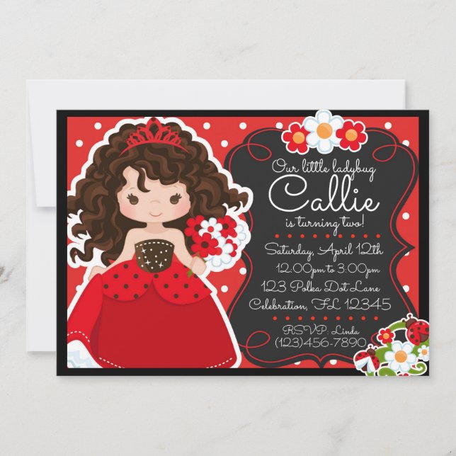 Convites Aniversário das Meninas Princesas Joaninha (Frente)