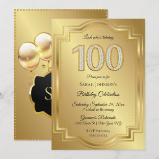Convites Aniversário de 100 anos de Ouro & Diamantes