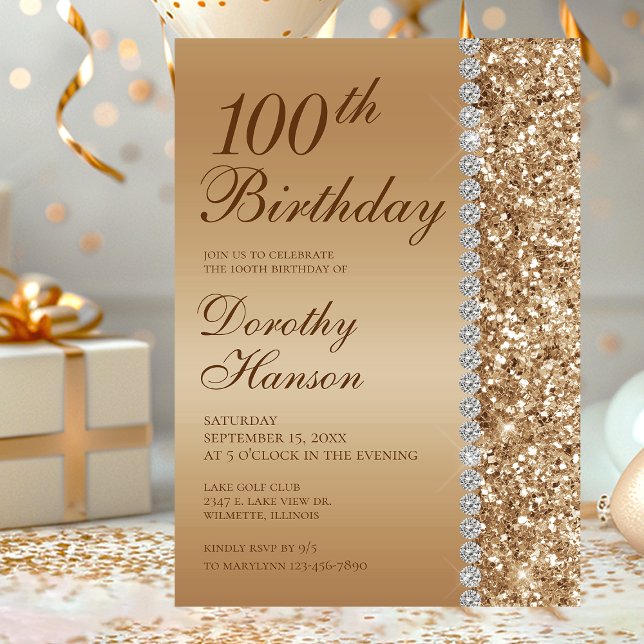 Convites Aniversário de 100 anos Elegante (Criador carregado)