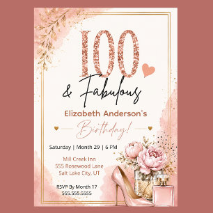 Convites Aniversário de 100 anos Fabuloso Peônia e Perfume