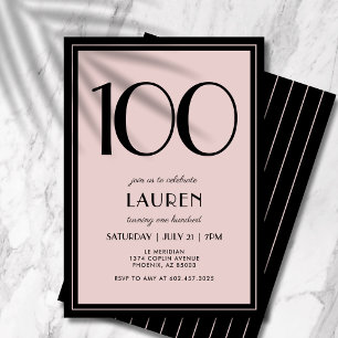 Convites Aniversário de 100 anos Feminino Moderno Minimalis