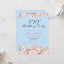Aniversário de 100 anos Flor Feminina Floral Elega