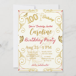 Convites Aniversário de 100 anos Marco Elegante