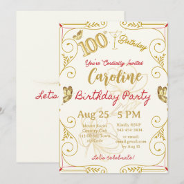 Convites Aniversário de 100 anos Marco Elegante