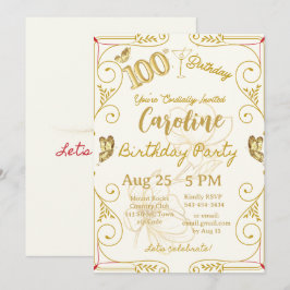 Convites Aniversário de 100 anos Marco Elegante