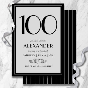 Convites Aniversário de 100 anos Modernidade Minimalista Ma