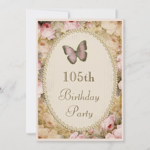 Convites Aniversário de 105 anos Rosas Butterfly Notas Musi
