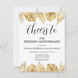 Convites Aniversário de 10 anos de Casamento com Folhas de 
