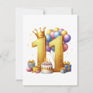 Convites Aniversário de 11 anos dourado