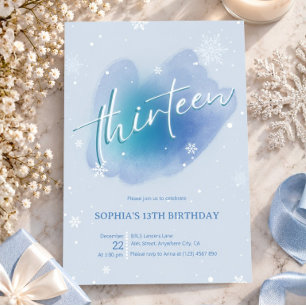 Convites Aniversário de 13 anos da Floco de Neve Azul do In
