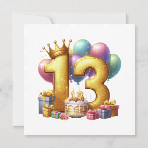 Convites Aniversário de 13 anos dourado