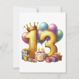 Convites Aniversário de 13 anos dourado