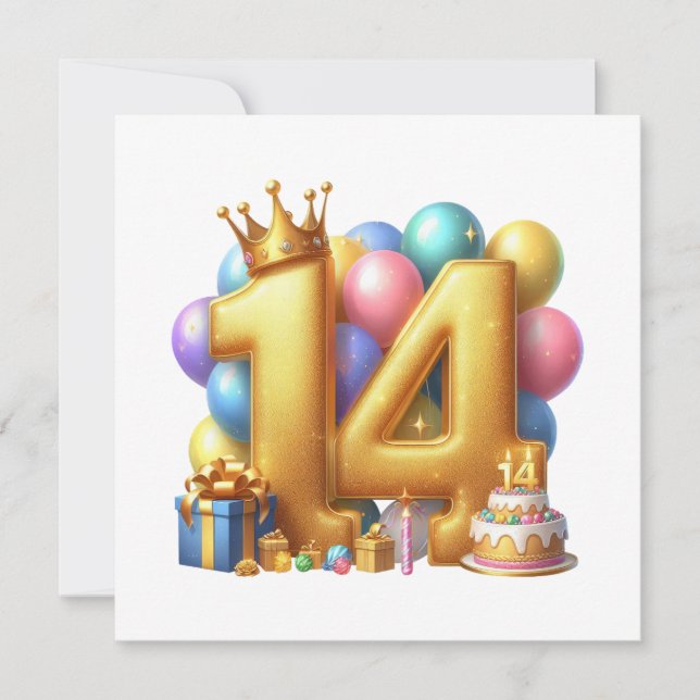 Convites Aniversário de 14 anos de ouro (Frente)
