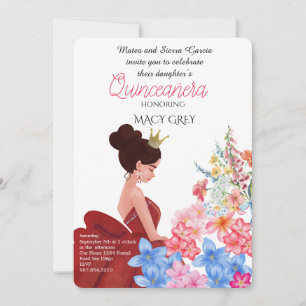 Convites Aniversário de 15 anos Blush Floral Quinceañera