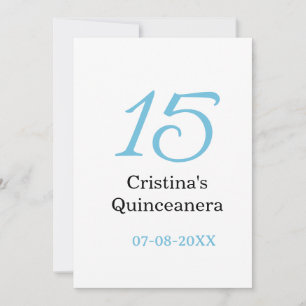 Convites aniversário de 15 anos da quinceanera azul preto l