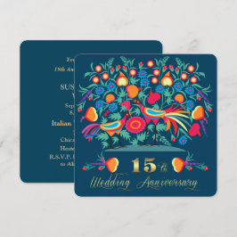 Convites Aniversário de 15 Anos de Casamento Folk Art