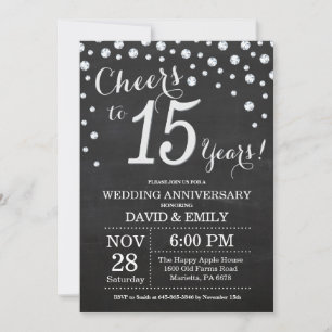 Convites Aniversário de 15 anos de Casamento Quadro Negro P