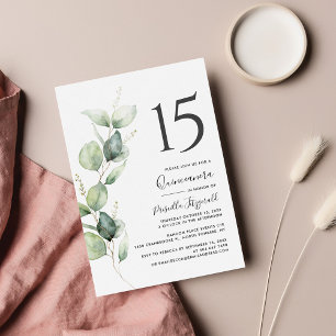 Convites Aniversário de 15 anos Quinceanera Folhagem de Euc