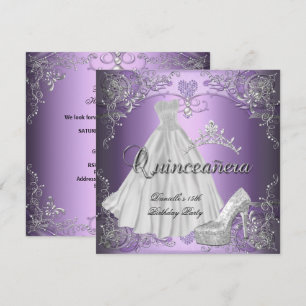 Convites Aniversário de 15 anos Quinceanera Lilás Roxo
