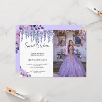 Aniversário de 16 anos com flor púrpura