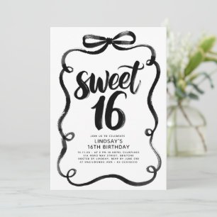 Convites Aniversário de 16 anos doce e caprichoso com laço 
