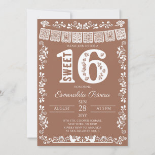 Convites Aniversário de 16 anos Doce Terracota Papel Picado
