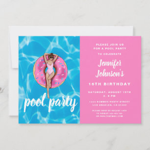 Convites Aniversário de 16 anos Festa de piscina de verão c