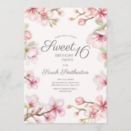 Convites Aniversário de 16 anos Floral Primavera Rosa Branc
