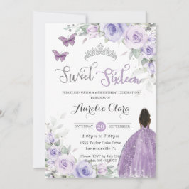 Convites Aniversário de 16 anos Floral Roxo Marrom Princesa