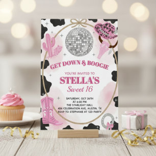 Convites Aniversário de 16 anos Get Down & Boogie Disco Cow