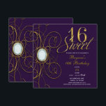 Convites Aniversário de 16 anos Plum Royal Purple & Gold Di<br><div class="desc">Convite de Aniversário de 16 anos Plum Royal Purple & Gold Diamond Sweet</div>
