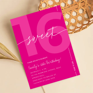 Convites Aniversário de 16 anos Rosa Moderno